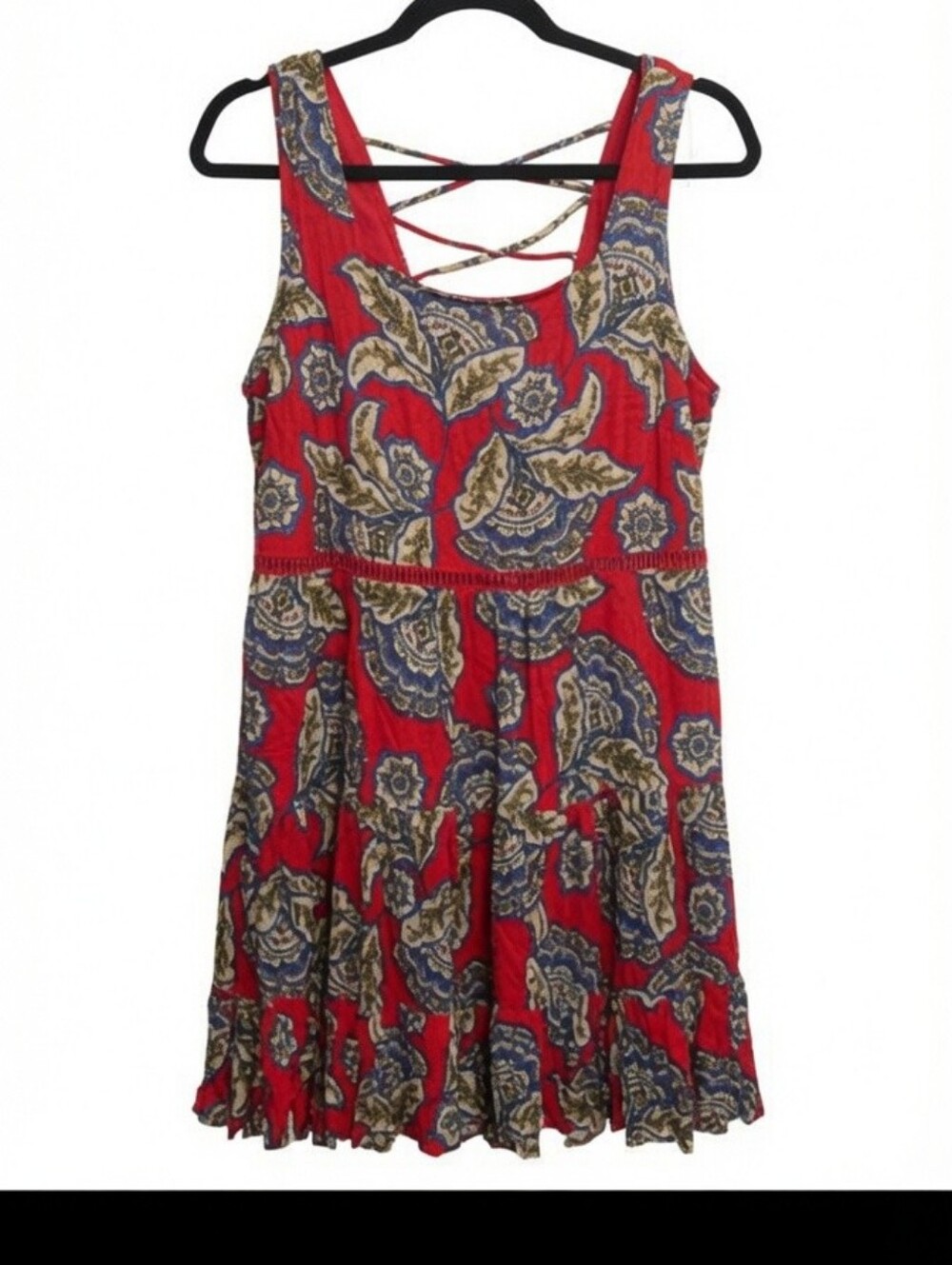 Maurices Red Floral Sundress Medium Boho Casual Party Indie Festival Gypsy